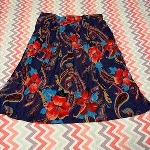 Vintage vibrant floral midi skirt 80s/90s